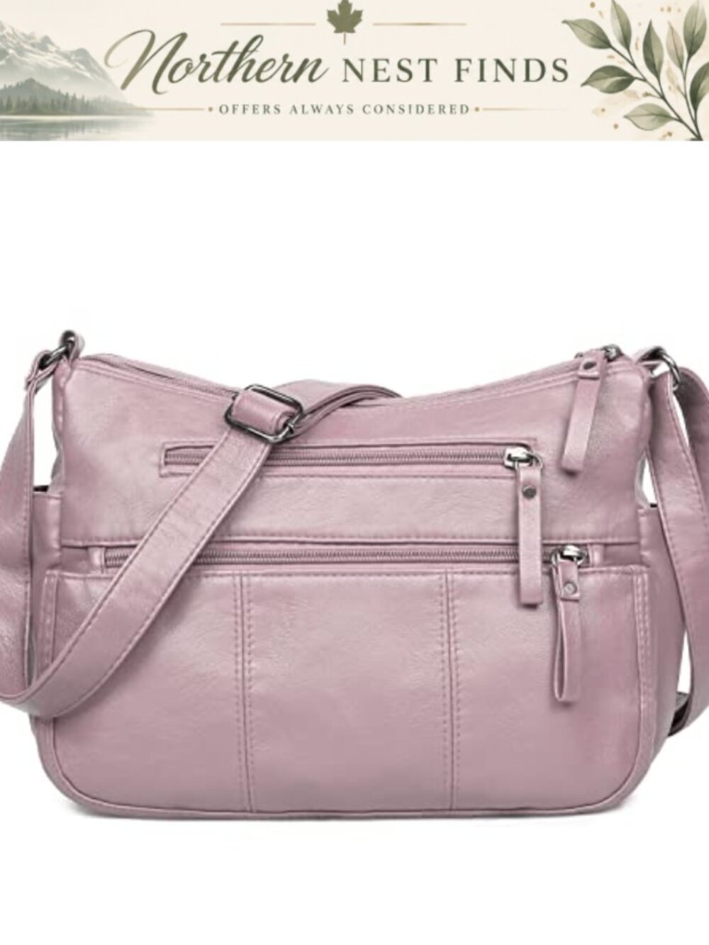 Washed PU Leather Shoulder Bag Crossbody Handbag